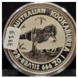 1993 AUSTRAILIAN KOOKABURRA 1 OZ SILVER ROUND