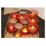 CRANBERRY FLASH & GOLD ACCENTED STEMWARE