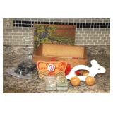 WOOD BOX AND TOYS ETC