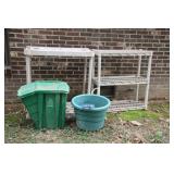 PLASTIC TUBS, PLASTIC SHELF & TOOL HOLDER