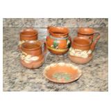 6 PCS VINTAGE MEXICAN REDWARE POTTERY