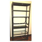 RATTAN TYPE SHELF WITH GLASS SHELVES
