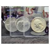 (3) 1945 SILVER WASHINGTON QUARTERS -