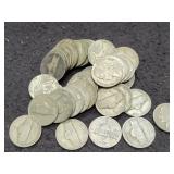 (42) 35% SILVER WAR NICKELS