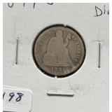 1891-S SEATED LIBERTY DIME