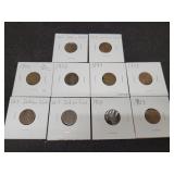 LOT OF (10) LOW GRADE INDIAN PENNIES