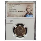 1994-P JEFFERSON NICKEL NGC: SP69