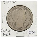 1908-O BARBER HALF DOLLAR