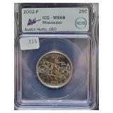 2002-P MISSISSIPPI STATE QUARTER ICG: MS68