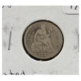 1885 SEATED LIBERTY DIME