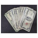 LOT OF (10) RED SEAL $2