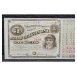 1876 STATE OF LOUISIANA $5 