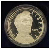2009 ABRAHAM LINCOLN SILVER DOLLAR W/ BOX
