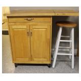 Catskill Craftman Natural Wood Kitchen Cart &Stool