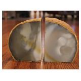 Polished Natural Agate Geode Bookends