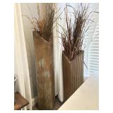 2 large decorative vases  with faux arrangement