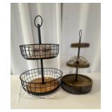 Two kitchen fruit display stands and coasters