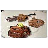 Three gloves: baseball glove softball and tee ball