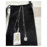 Diamond Solitaire Pendant 14KW NEW