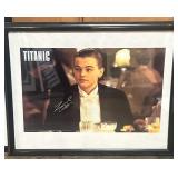 Autographed Titanic framed photo signed by Leo.