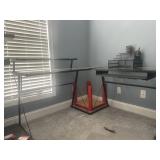 Black metal and glass top office desk