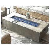 Outdoor propane fireplace.