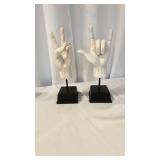 Plaster or resin sculpture depicting peace & love