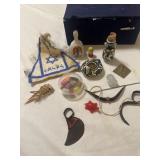 Box of souvenirs from travel