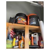 Contents of shelves, all relating to car washing