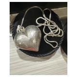Oversized sterling silver heart on 24 inch chain