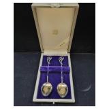 PAIR OF STERLING SILVER BAMBOO HANDLE SPOONS -