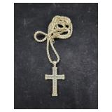 21' STERLING SILVER CROSS AND CHAIN - 24.2 GRAMS
