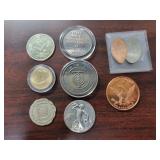 ONE OUNCE COPPER ROUND, TEDDY ROOSEVELT DOLLAR,