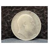 1908 BRITISH HALF CROWN - 92.5% SILVER - 14.13 GRS