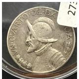 1932 PANAMA 1/4 BALBOA - 90% SILVER - 6.25 GRAMS