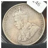 1919 BRITISH HONDURAS 50 CENTS - 92.5% SILVER -
