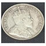 1907 BRITISH HONDURAS 50 CENTS - 92.5% SILVER -