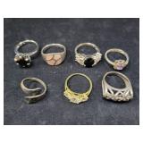 (7) ASSORTED STERLING SILVER RINGS - SIZES RANGE