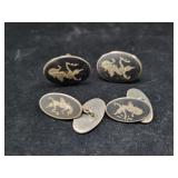 (2) PAIRS OF SIAM MADE STERLING SILVER CUFF LINKS-