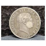 1820 BRITISH HALF CROWN - 92.5% SILVER - 14.13 GRS