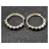 PAIR STERLING SILVER AND ONYX EARRINGS - 6.5 GRAMS