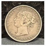 1871 NEWFOUNDLAND 50 CENTS - 92.5% SILVER -