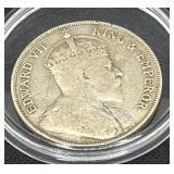 1907 BRITISH HONDURAS 50 CENTS - 92.5% SILVER -