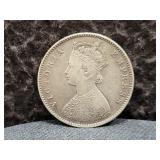 1899 INDIA HALF RUPEE - 91.7% SILVER - 5.83 GRAMS