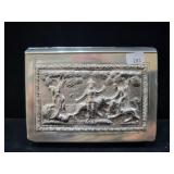 SILVERPLATE CIGARETTE BOX - EMBOSSED SCENES ON