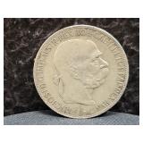 1900 AUSTRIA 5 CORONA  - 90% SILVER - 24 GRAMS