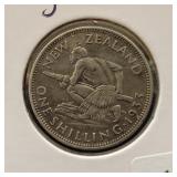 1933 NEW ZEALAND 1 SHILLING - 50% SILVER - 5.65 GR