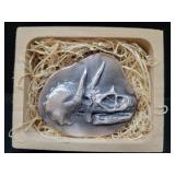 TRICERATOPS FOSSIL SKULL IN 3 TROY OZ .999 FINE