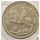 1935 ENGLISH CROWN COIN - 50% SILVER - 28.27 GRAMS