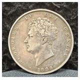 1825 BRITISH HALF CROWN - 92.5% SILVER - 14.13 GRS